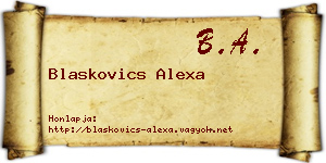 Blaskovics Alexa névjegykártya
